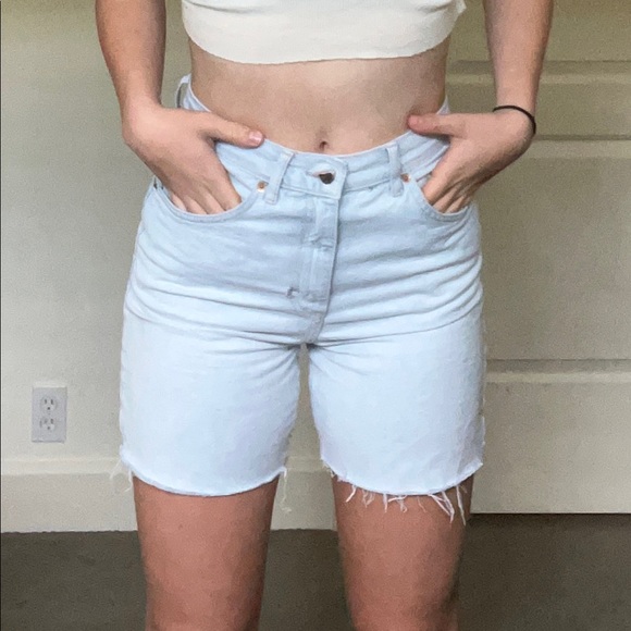 High waisted long mom jean shorts - Picture 3 of 4